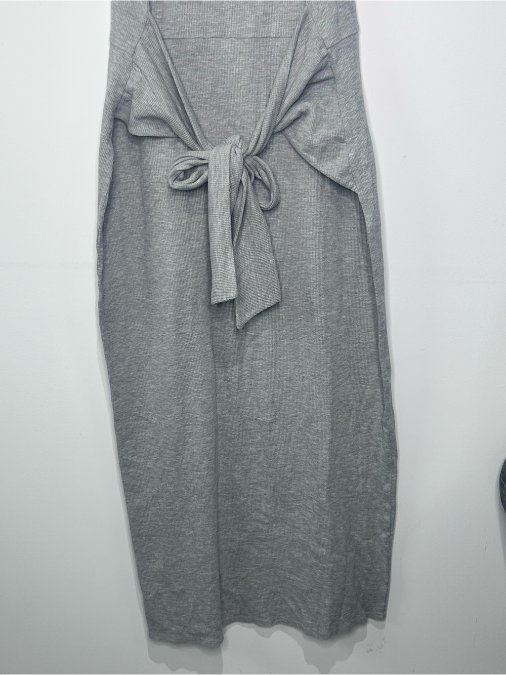 MICHAEL Michael Kors Gray Waffle Knit Sleeveless Tie Back Maxi Dress XL - Picture 8 of 10